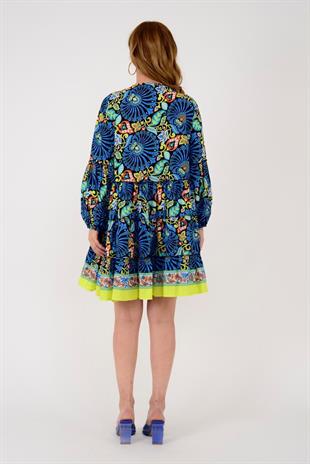 AN10672 23-1569 Desen Kısa Pamuklu Elbise