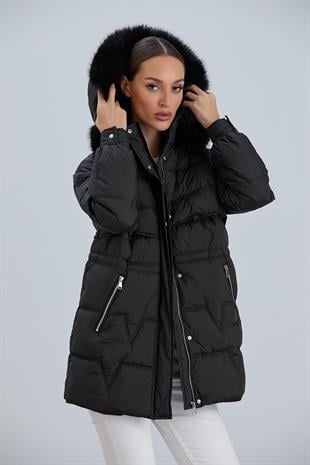 CORA Kapüşonu Kürklü Şişme Mont