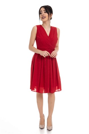 D-916 KB Beli Kemerli Simli Kısa Elbise