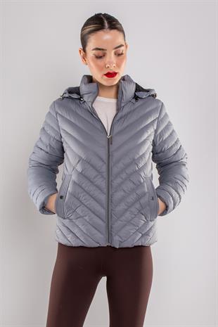 JAKLİN Slimfit Cep Çıtçılı Kapüşonlu Kısa Şişme Mont