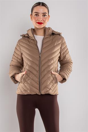 JAKLİN Slimfit Cep Çıtçılı Kapüşonlu Kısa Şişme Mont