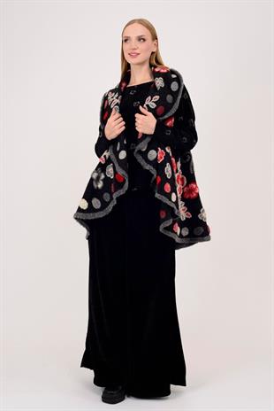 K031 Çiçek Desen Kabartmalı Keçe Yelek