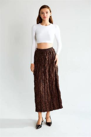 M39172 Ekose Desen Beli Lastaikli Uzun Etek