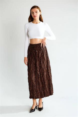 M39172 Ekose Desen Beli Lastaikli Uzun Etek