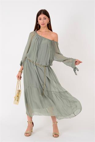 SN653 Düz Desen İpek Elbise