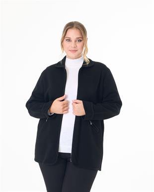 T4115 Fermuarlı Cepli Triko Çelik Örme Ceket