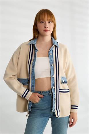 T94587 Kot Detay Düğmeli Angora Ceket