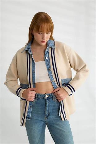 T94587 Kot Detay Düğmeli Angora Ceket