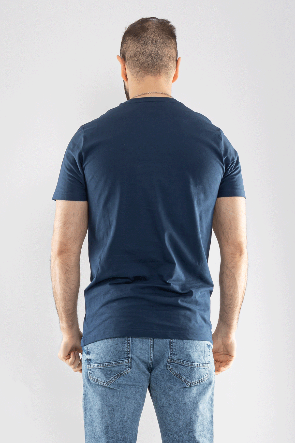 0689 Bisiklet Yaka Pamuk Düz Basic Tshirt