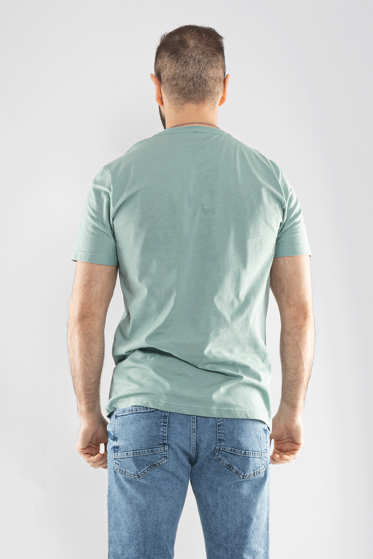 0689 Bisiklet Yaka Pamuk Düz Basic Tshirt