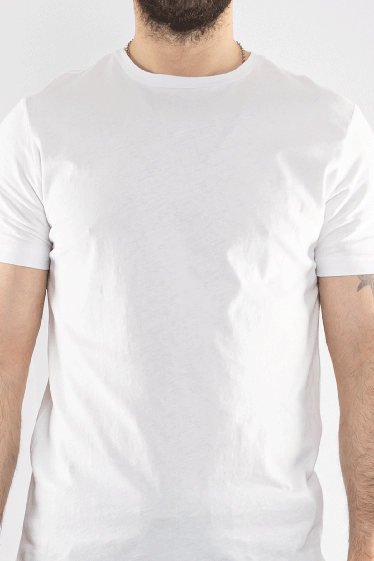0689 Bisiklet Yaka Pamuk Düz Basic Tshirt