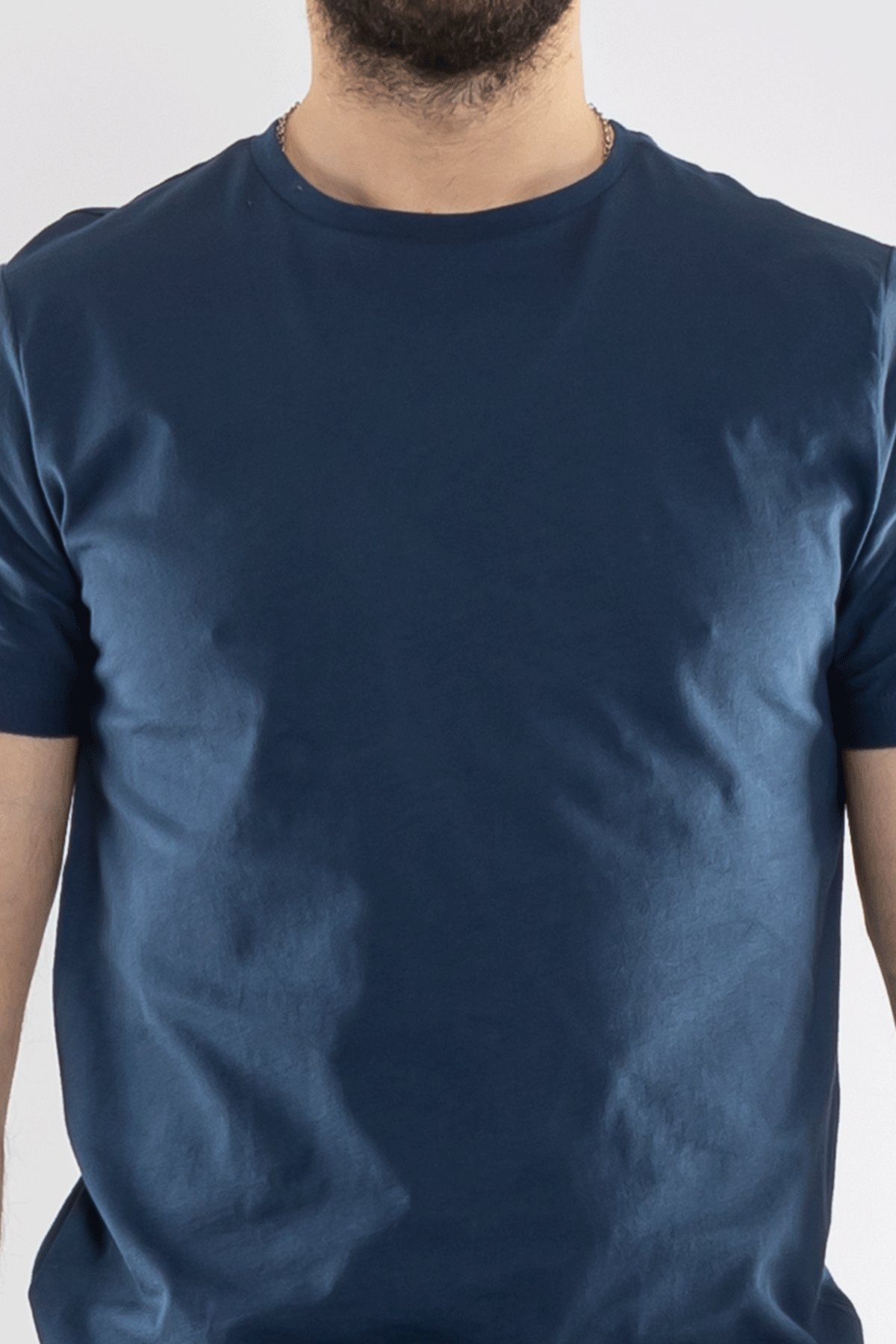 0689 Bisiklet Yaka Pamuk Düz Basic Tshirt