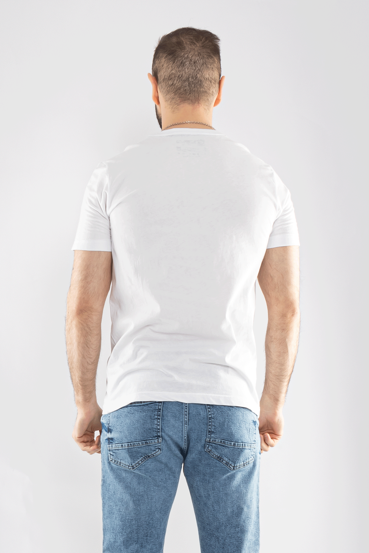 0689 Bisiklet Yaka Pamuk Düz Basic Tshirt
