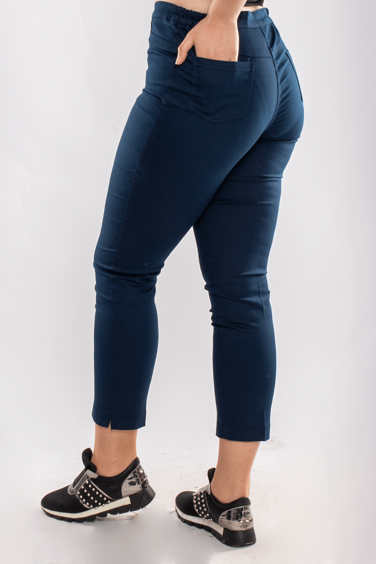 11676 Beli Lastikli Keten Pantolon