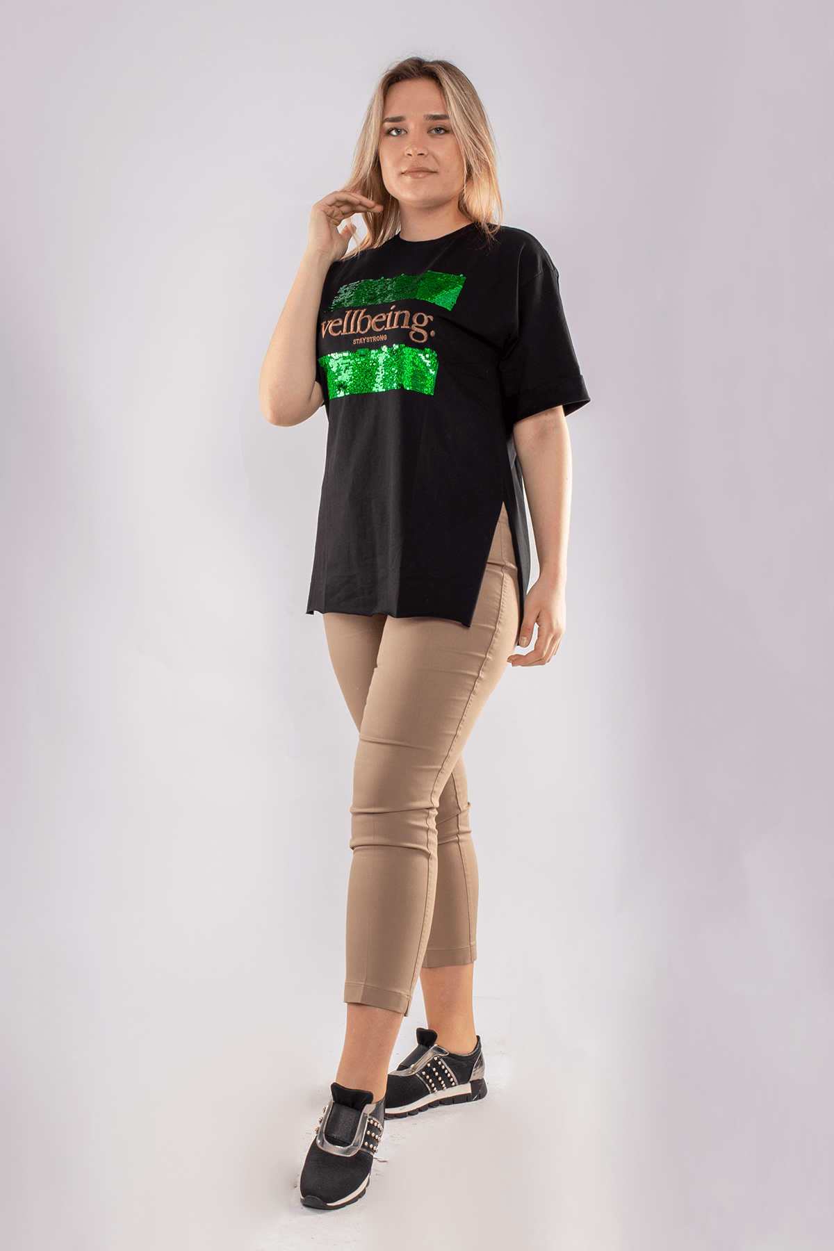 11676 Beli Lastikli Keten Pantolon