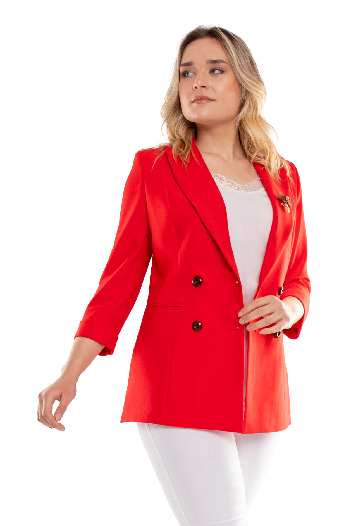 1747 Kruvaze Yaka 4 Düğme Truvakar Kol Blazer Ceket