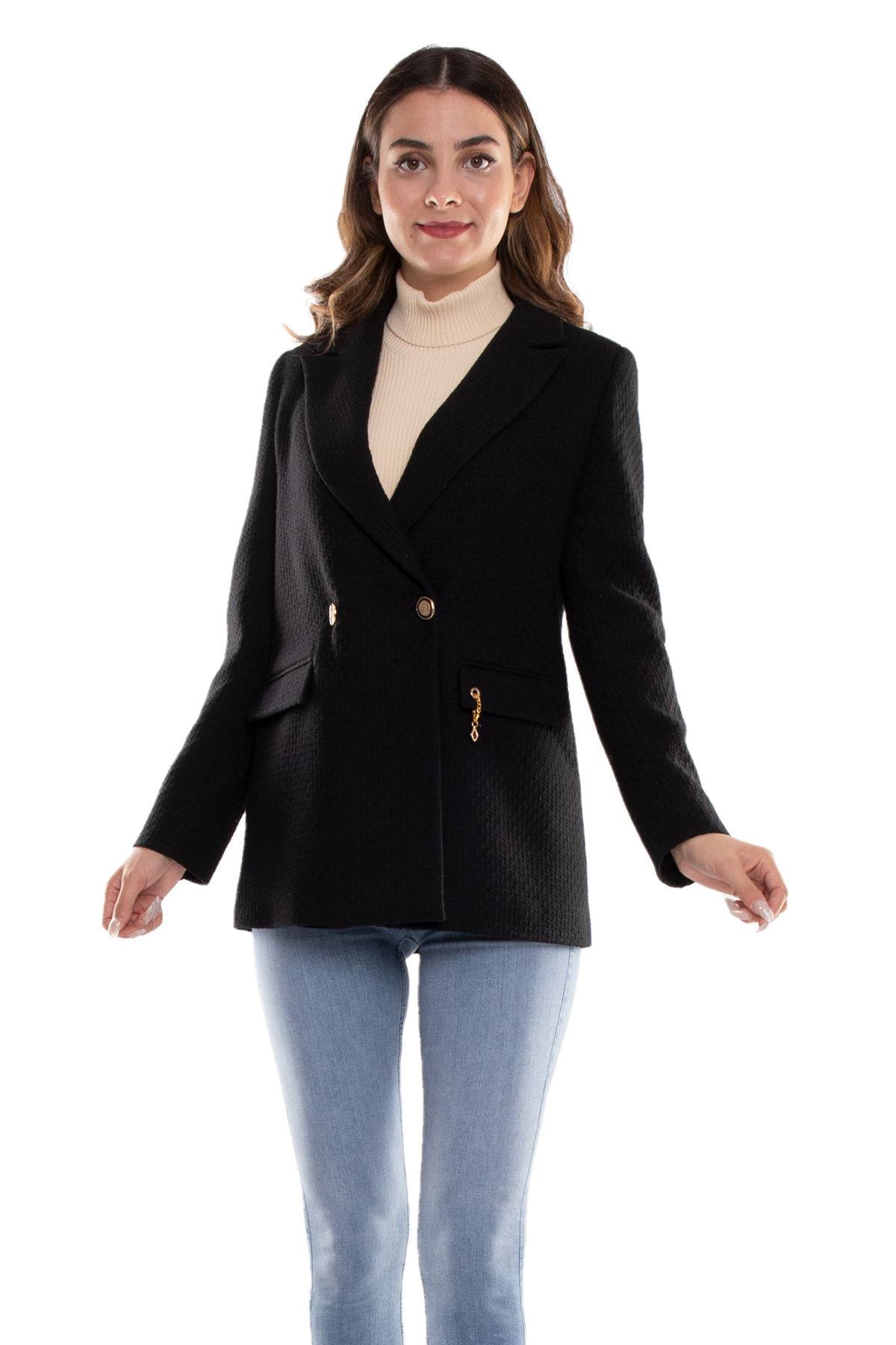 1886 Tuvıd Kendinden Desen Pamuklu İki Düğme Blazer Ceket