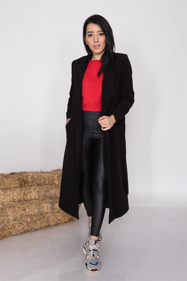 20128 Kuşaklı Erkek Yaka Kaşe Kaban