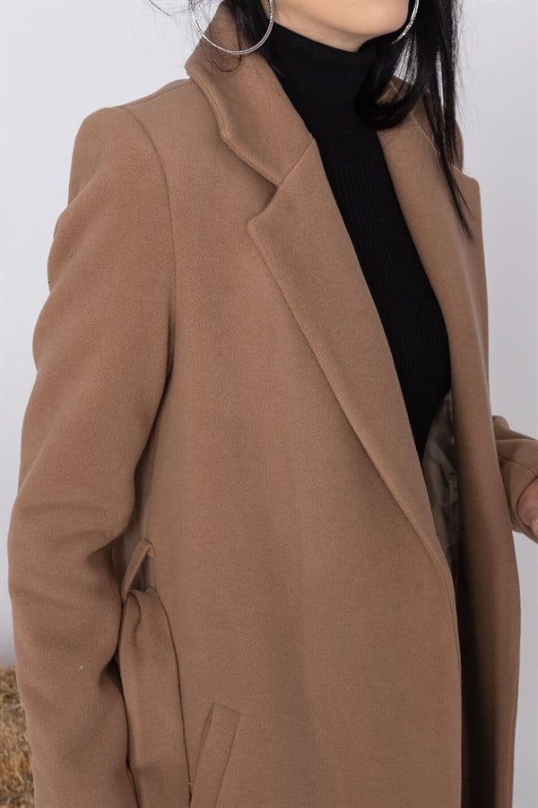 20128 Kuşaklı Erkek Yaka Kaşe Kaban