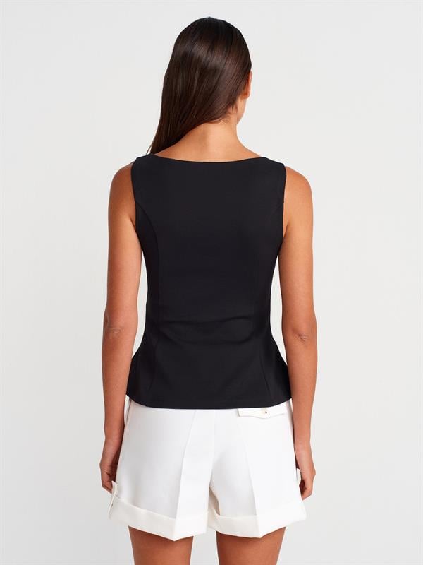 21001 Kayık Yaka Peplum Top Crop
