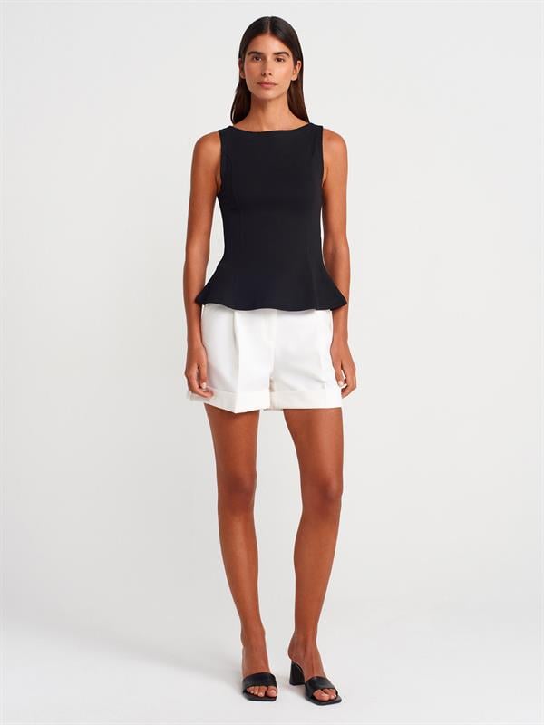 21001 Kayık Yaka Peplum Top Crop