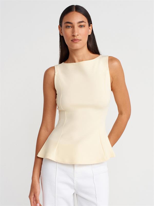 21001 Kayık Yaka Peplum Top Crop