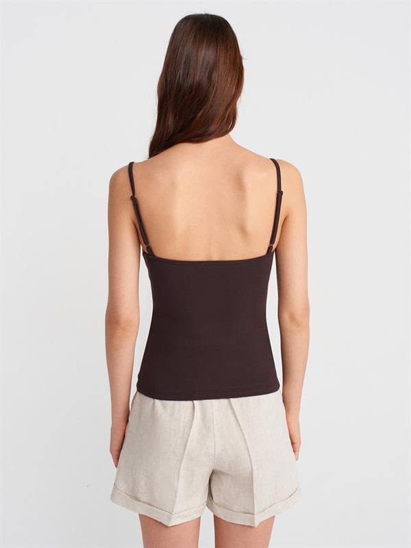 21015 Askılı Dantel Detay Top Crop