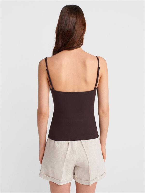 21015 Askılı Dantel Detay Top Crop