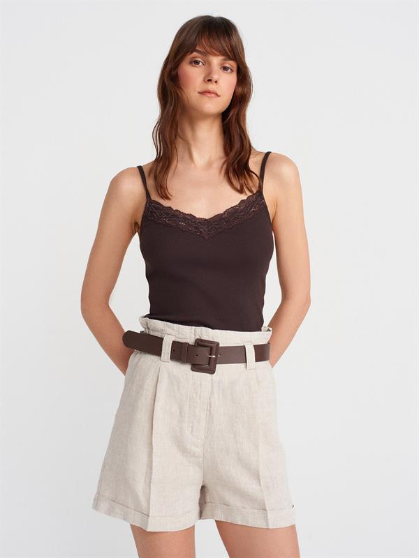 21015 Askılı Dantel Detay Top Crop