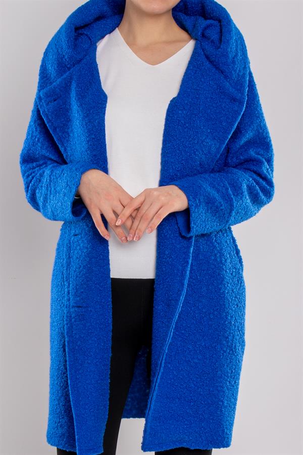 21224 4 Düğmeli Kapüşonlu Keçe Kaban