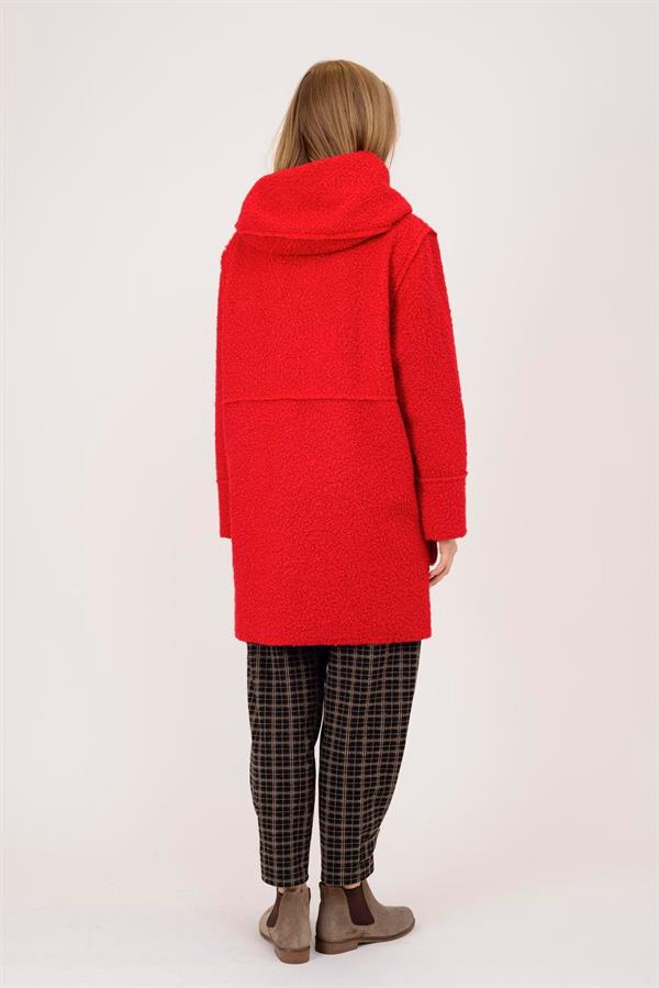 21224 4 Düğmeli Kapüşonlu Keçe Kaban