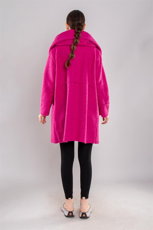 21224 4 Düğmeli Kapüşonlu Keçe Kaban