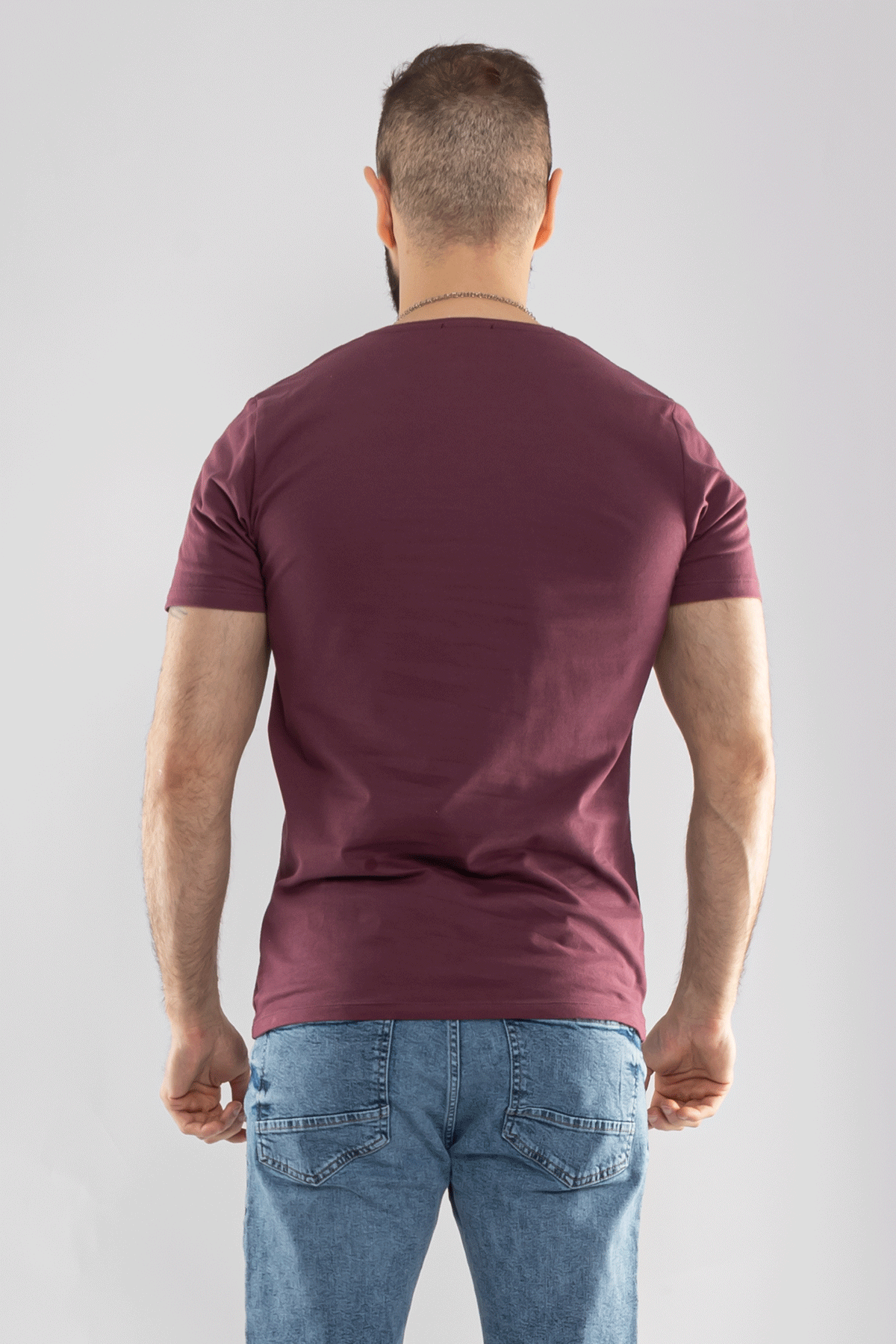 2413 Bisiklet Yaka Merserize Pamuk Düz Basic Tshirt