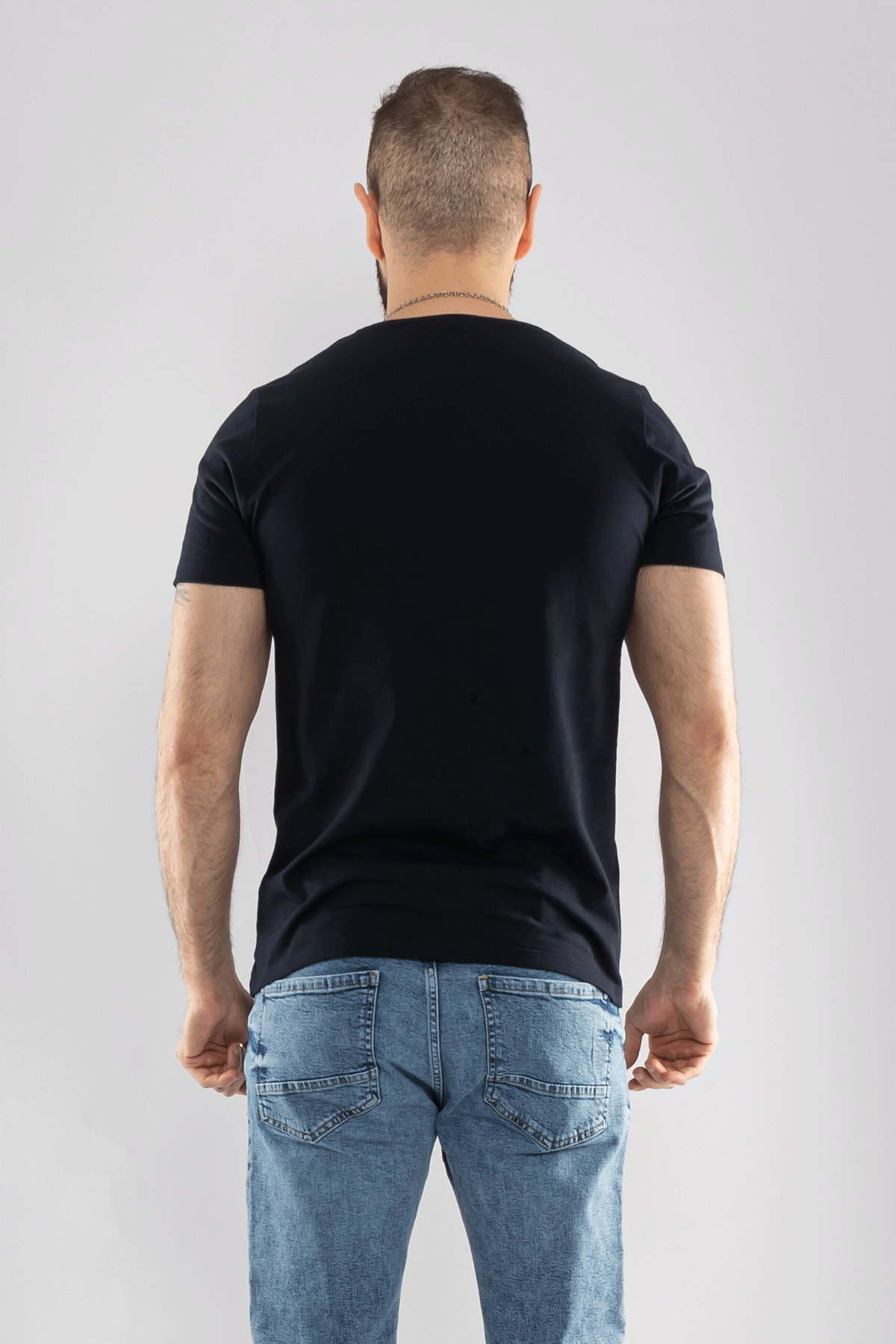 2413 Bisiklet Yaka Merserize Pamuk Düz Basic Tshirt