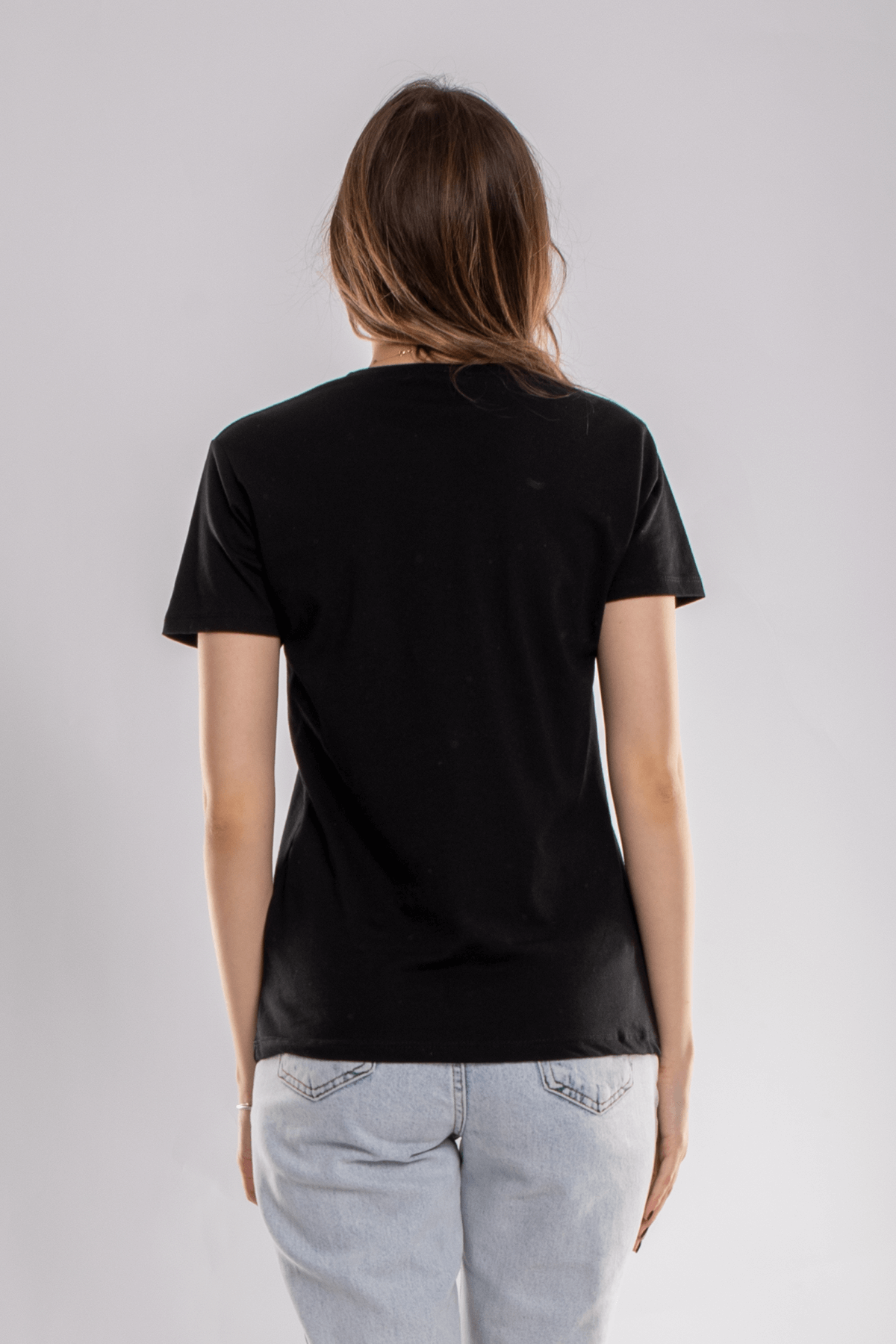 2733 Taşlı Ayakkabı Baskılı Kadın Tshirt