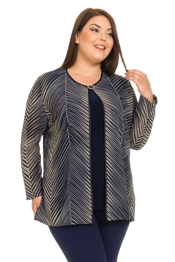 2923 BB PALMİYE YAPRAK DESEN CEKET-BLUZ TAKIM