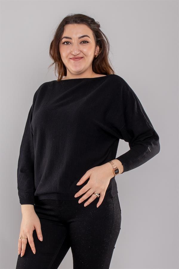 2FM67 Kayık Yaka Yarasa Kol Gömlek