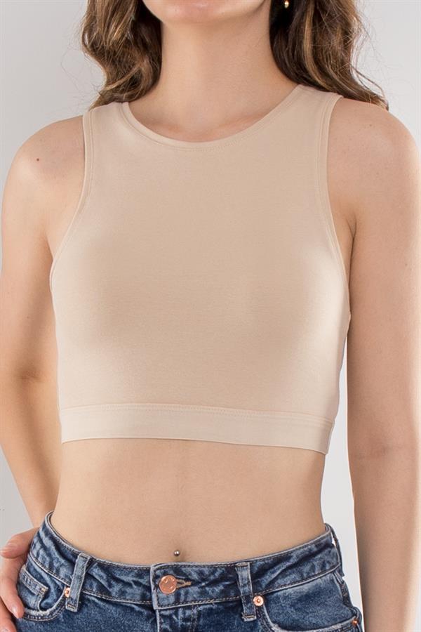 30114 Bisiklet Yaka Crop Top Likralı Büstiyer