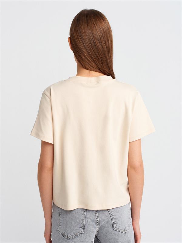 30584 Bisiklet Yaka Pamuklu Tshirt