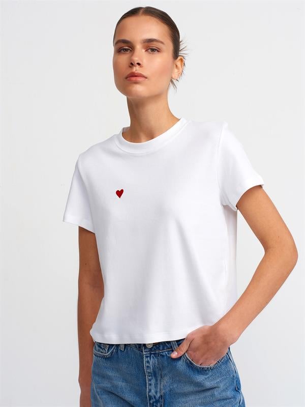 30584 Bisiklet Yaka Pamuklu Tshirt