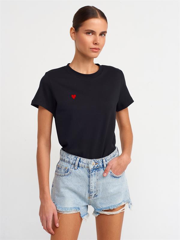 30584 Bisiklet Yaka Pamuklu Tshirt