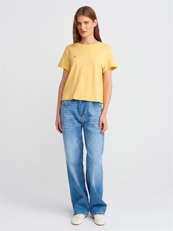 30584 Bisiklet Yaka Pamuklu Tshirt