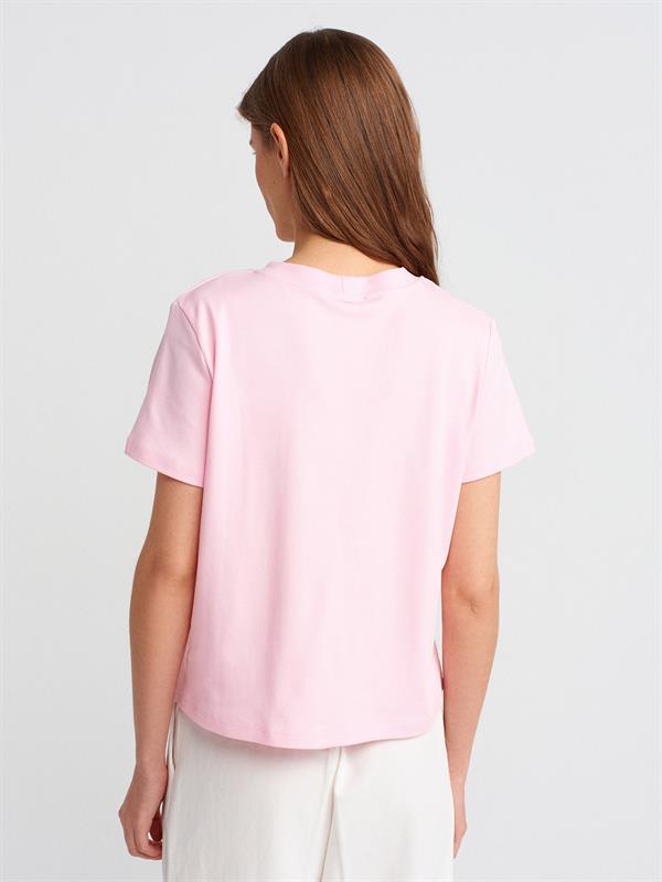 30584 Bisiklet Yaka Pamuklu Tshirt