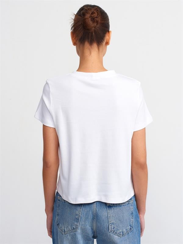 30584 Bisiklet Yaka Pamuklu Tshirt