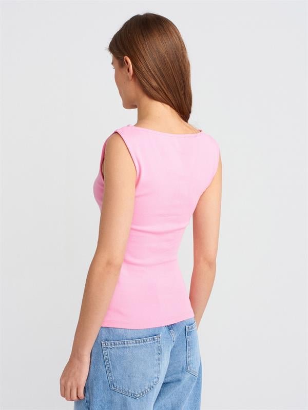 31589 Büzgülü Kayık Yaka Top Crop