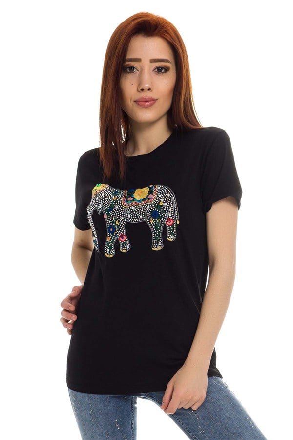 3239 Filli Taşlı Tshirt
