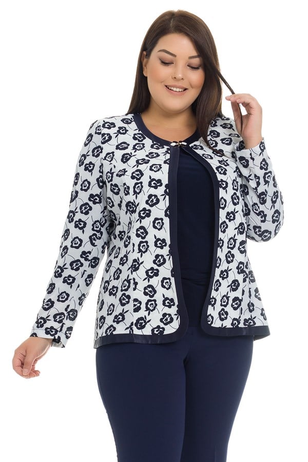 3322 BB ÇİÇEK DESEN CEKET-BLUZ TAKIM