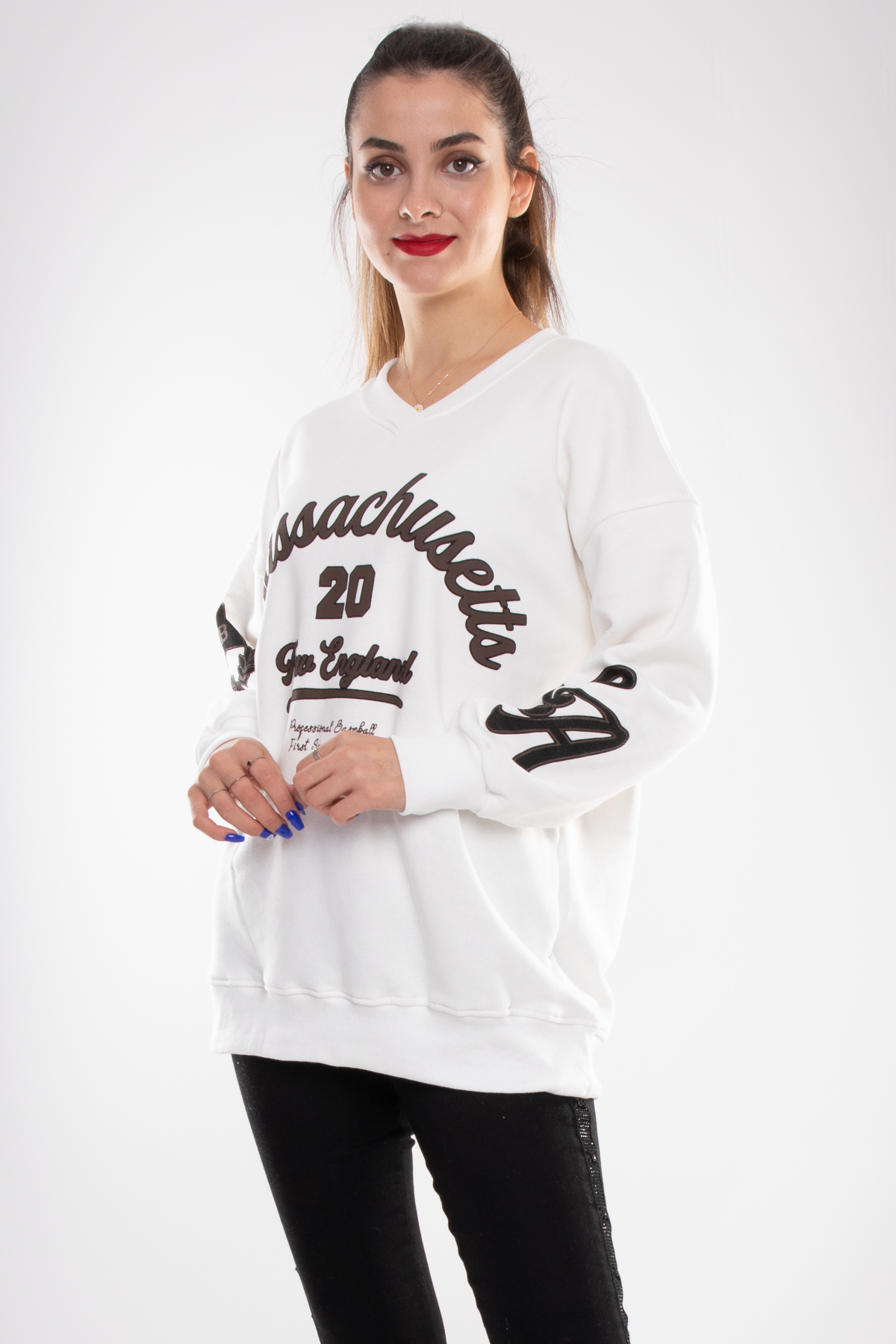 3673 Vyaka İçi Şardonlu Yazı Baskılı Pamuk Sweat
