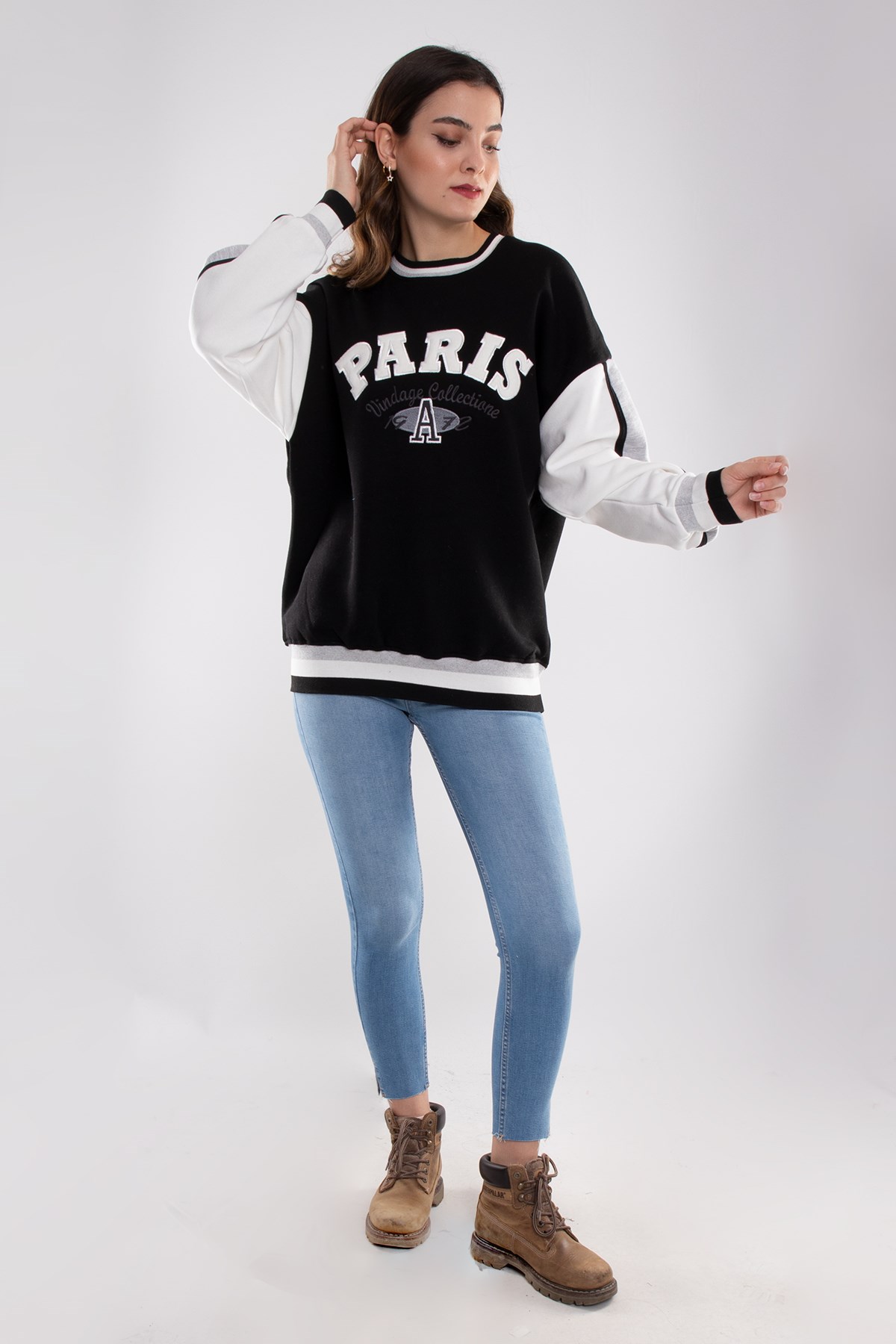 3691 Bisiklet Yaka Paris İçi Şardonlu Pamuklu Kadın Sweat