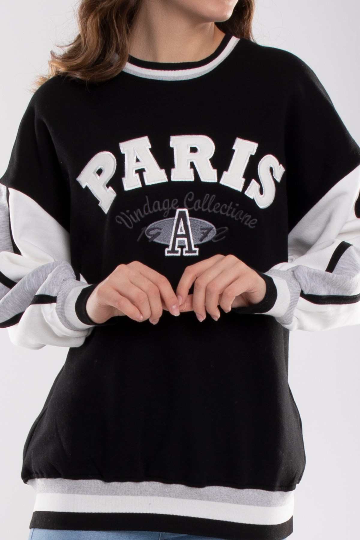 3691 Bisiklet Yaka Paris İçi Şardonlu Pamuklu Kadın Sweat